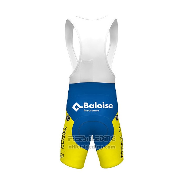 2021 Fietskleding Sport Vlaanderen-baloise Blauw Wit Geel Korte Mouwen en Koersbroek